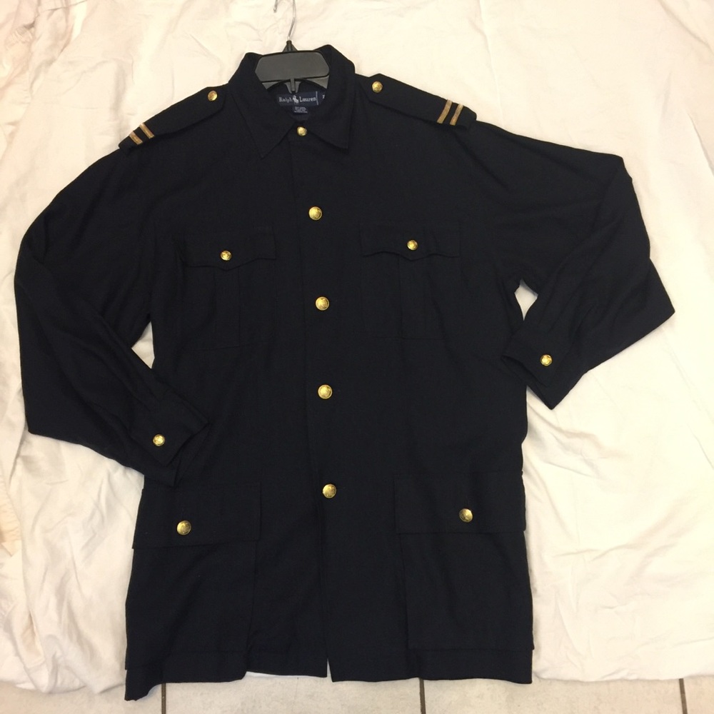 Ralph Lauren size medium tall nautical coat NWT vintage  blue label gold button
